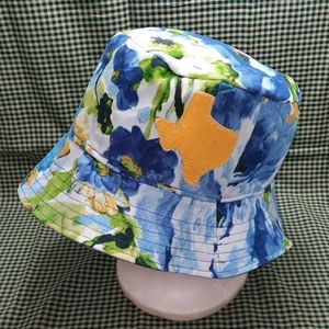 Bucket Hat Beautiful Blue Floral Handmade in Texas 24.5" NEW
